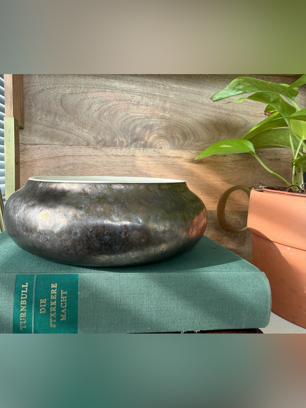Costa Nova Resonance fine stoneware brown pillow plate with cream interior.